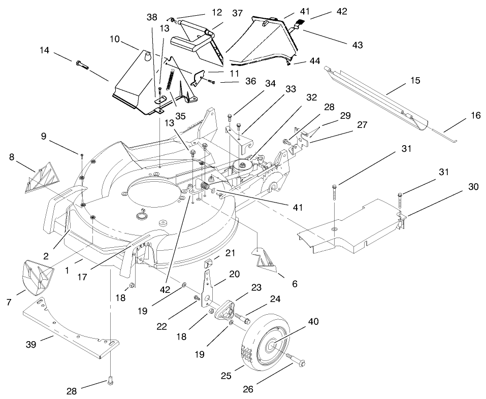 Housing Assembly Diagram and Parts List for 23022 8000001 - 8999999 Toro Lawn Mower