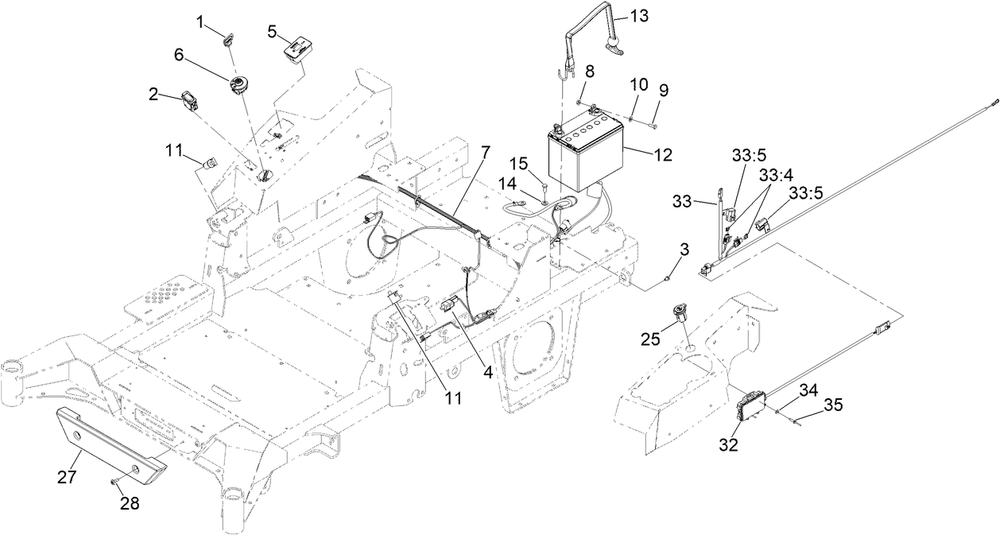 Electrical Assembly Diagram and Parts List for 74010HD 417200000 - 418028709 Toro Lawn Tractor