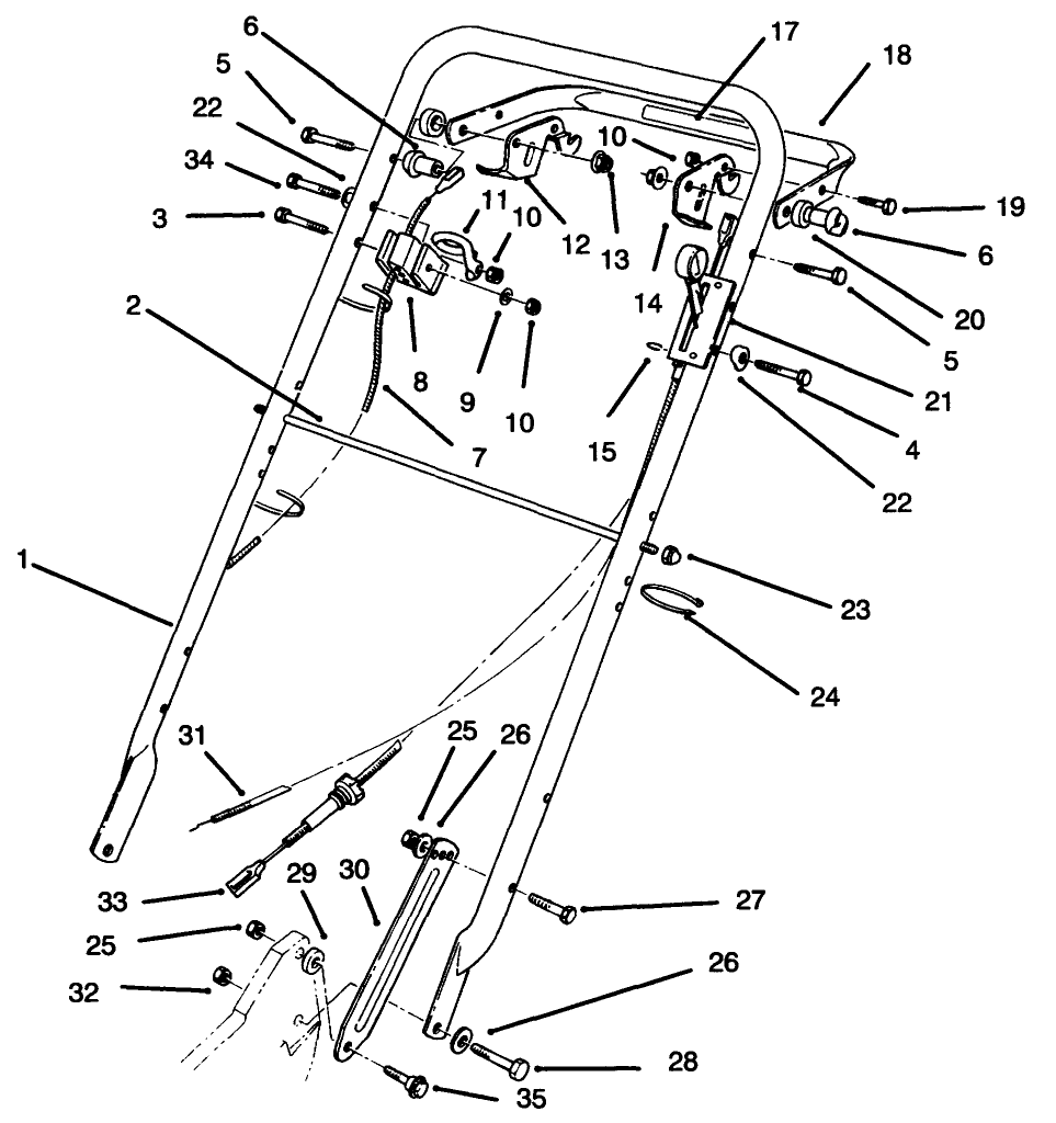 Handle Assembly Diagram and Parts List for 22037BC 5900001 - 5999999 Toro Lawn Mower
