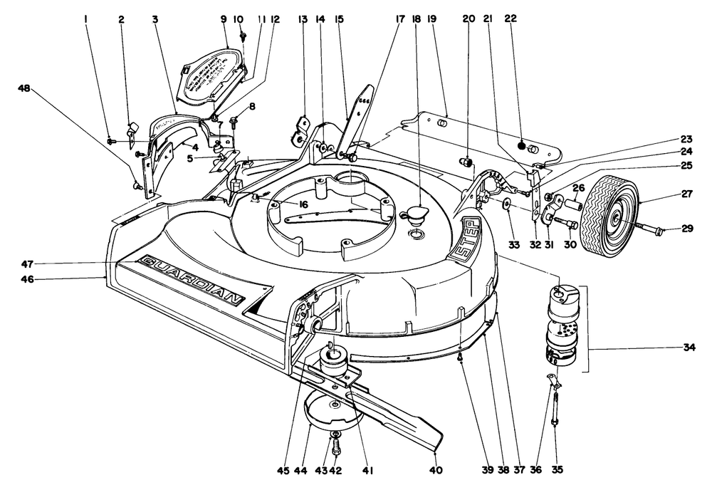 Housing Assembly Model No. 18257 Diagram and Parts List for 18208 2000001 - 2999999 Toro Lawn Mower