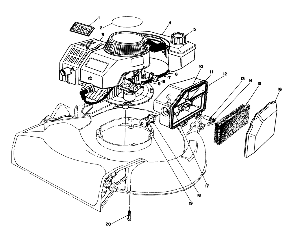 Engine Assembly (Model No. 47ph7) Diagram and Parts List for 16202C 8000001 - 8999999 Toro Lawn Mower