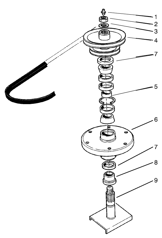 Drive Spindle No. 54-7781 Diagram and Parts List for 30138 890001 - 899999 Toro Lawn Mower