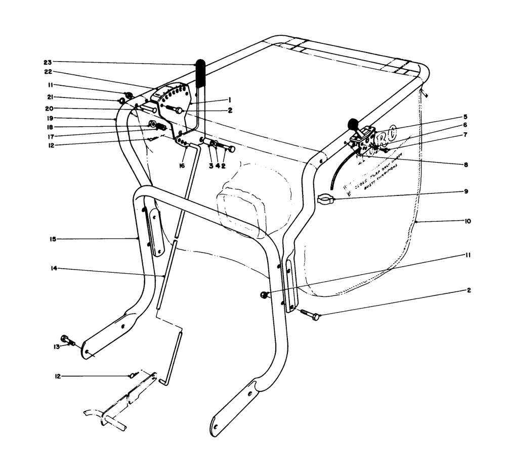 Controls And Handle Assembly (Models 62912) Diagram and Parts List for 62923 5000001 - 5999999 Toro Leaf Blower / Vacuum
