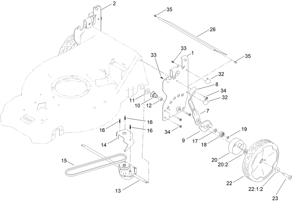Rear Wheel And Height-Of-Cut Assembly Diagram and Parts List for 21693 414500000 - 999999999 Toro Lawn Mower