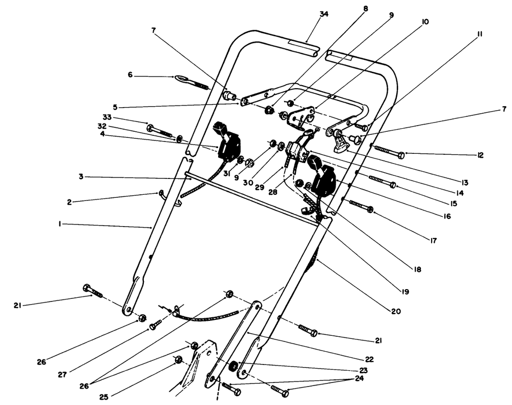 Handle & Traction Control Assembly Diagram and Parts List for 20611 9000001 - 9999999 Toro Lawn Mower