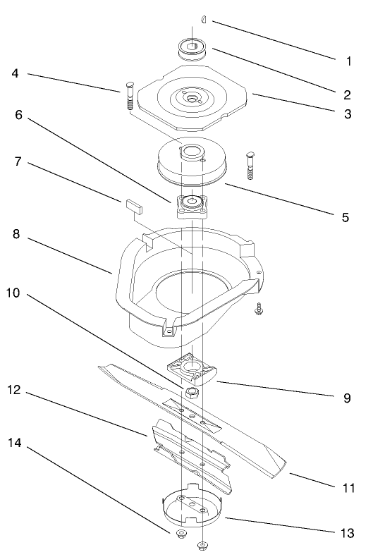 Blade Brake Clutch Assembly Diagram and Parts List for 20465 790000001 - 799999999 Toro Lawn Mower