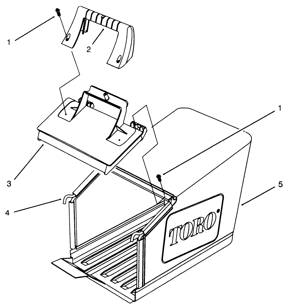 Grass Bag Assembly Diagram and Parts List for 20903BC 4900001 - 4999999 Toro Lawn Mower