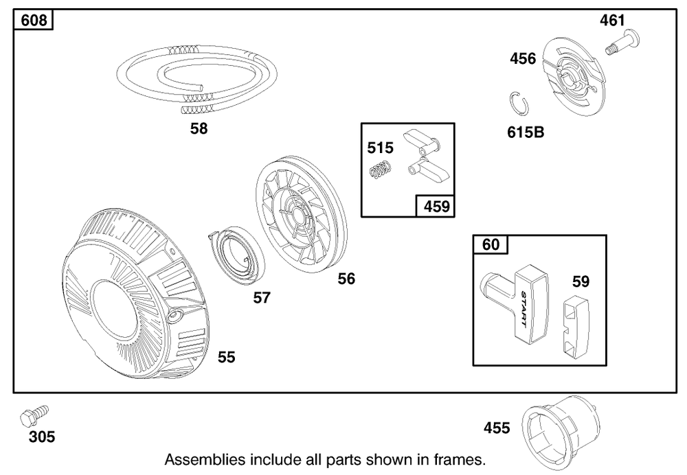 Engine Briggs & Strattonâ Model Diagram and Parts List for 30189 790001 - 799999 Toro Lawn Tractor Accessories