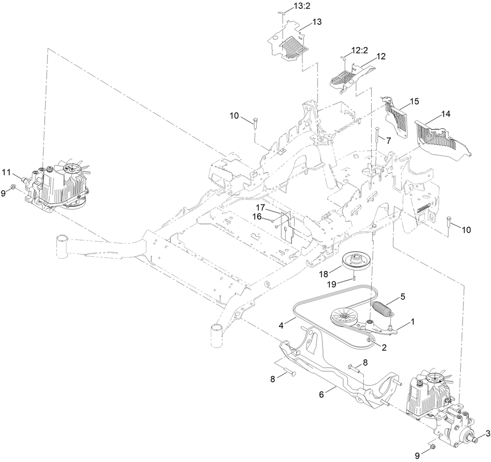 Hydraulic Drive Assembly Diagram and Parts List for 72926 414086332 - 999999999 Toro Lawn Tractor