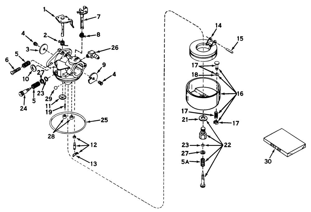 Carburetor No. 631581 Diagram and Parts List for 18216 0000001 - 0999999 Toro Lawn Mower