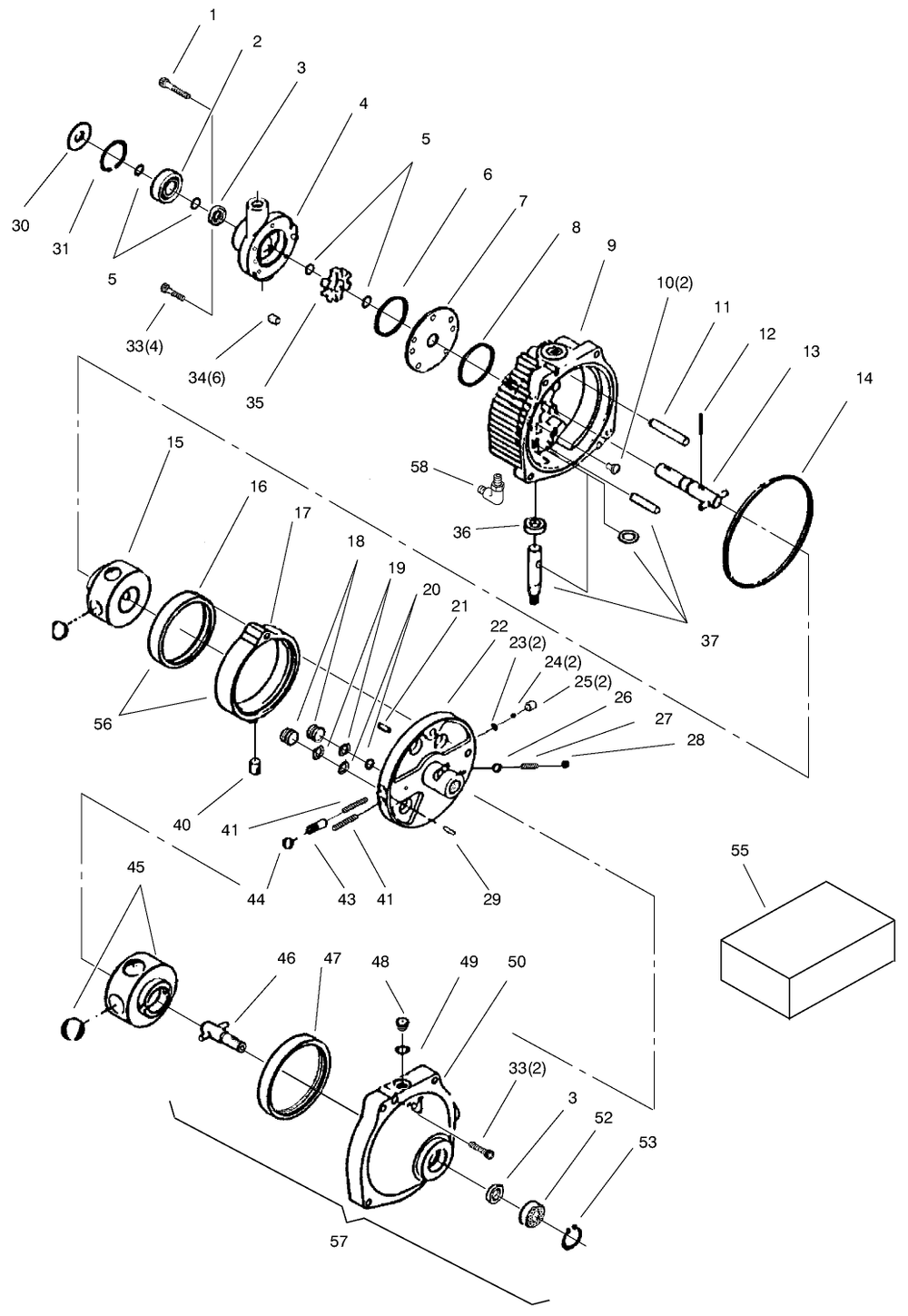 Transmission Assembly Diagram and Parts List for 73545 8900001 - 8999999 Toro Lawn Tractor