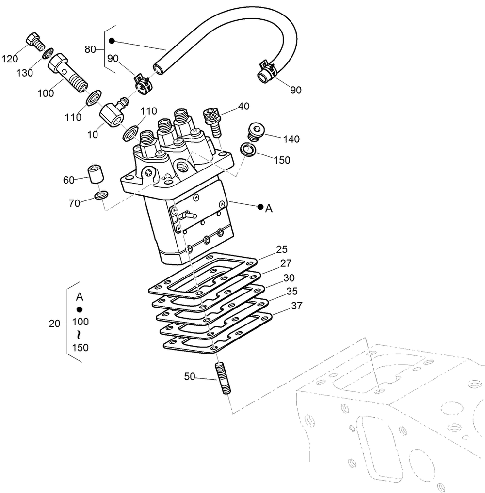 Injection Pump Assembly Diagram and Parts List for 22337CP 410400000 - 999999999 Toro Lawn Tractor Accessories