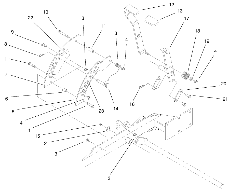 Lift Handles And Plates Diagram and Parts List for 74170 990001 - 999999 Toro Lawn Tractor