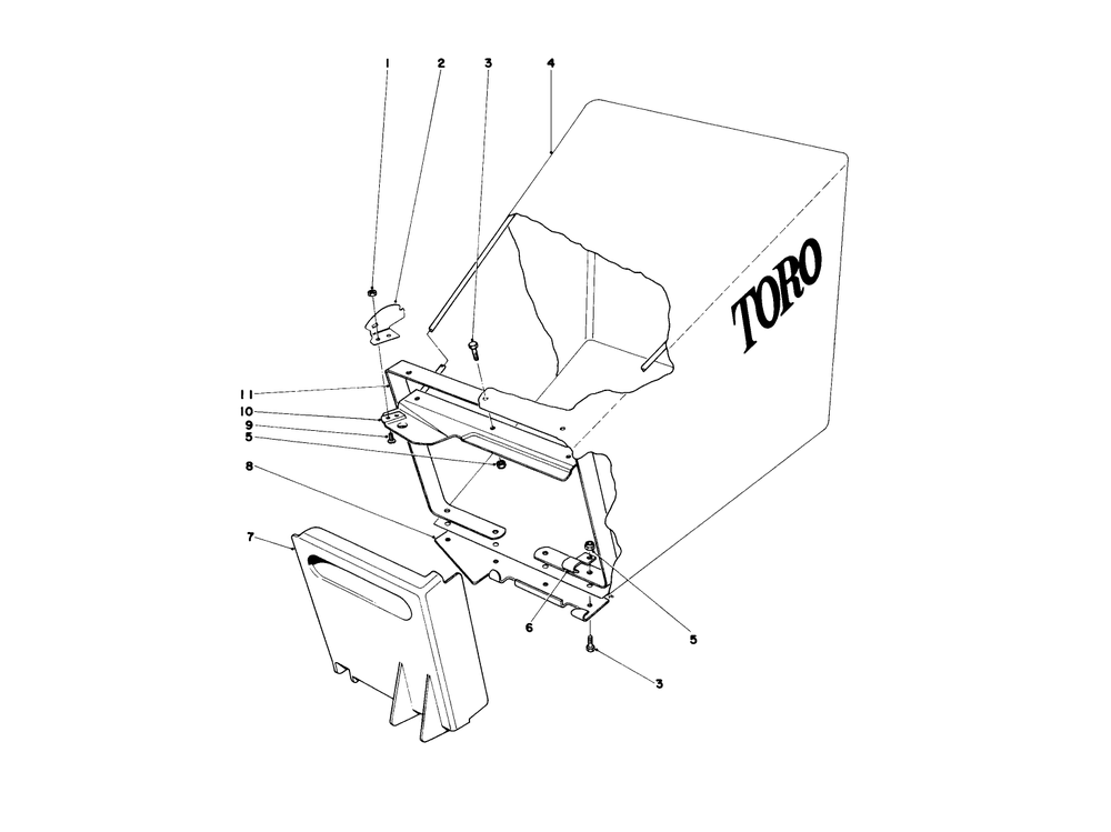 Grass Bag Assembly Diagram and Parts List for 20456 6000001 - 6999999 Toro Lawn Mower