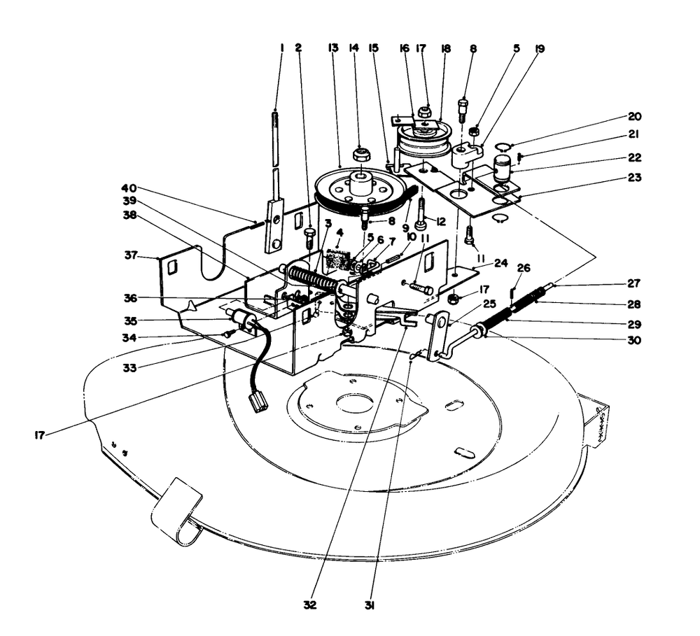 Blade Drive Assembly Diagram and Parts List for 56125 6000001 - 6999999 Toro Lawn Tractor