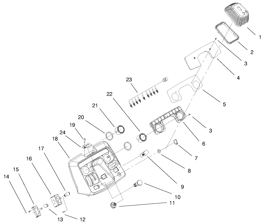 Dash Assembly Diagram and Parts List for 73542 9900001 - 9999999 Toro Lawn Tractor