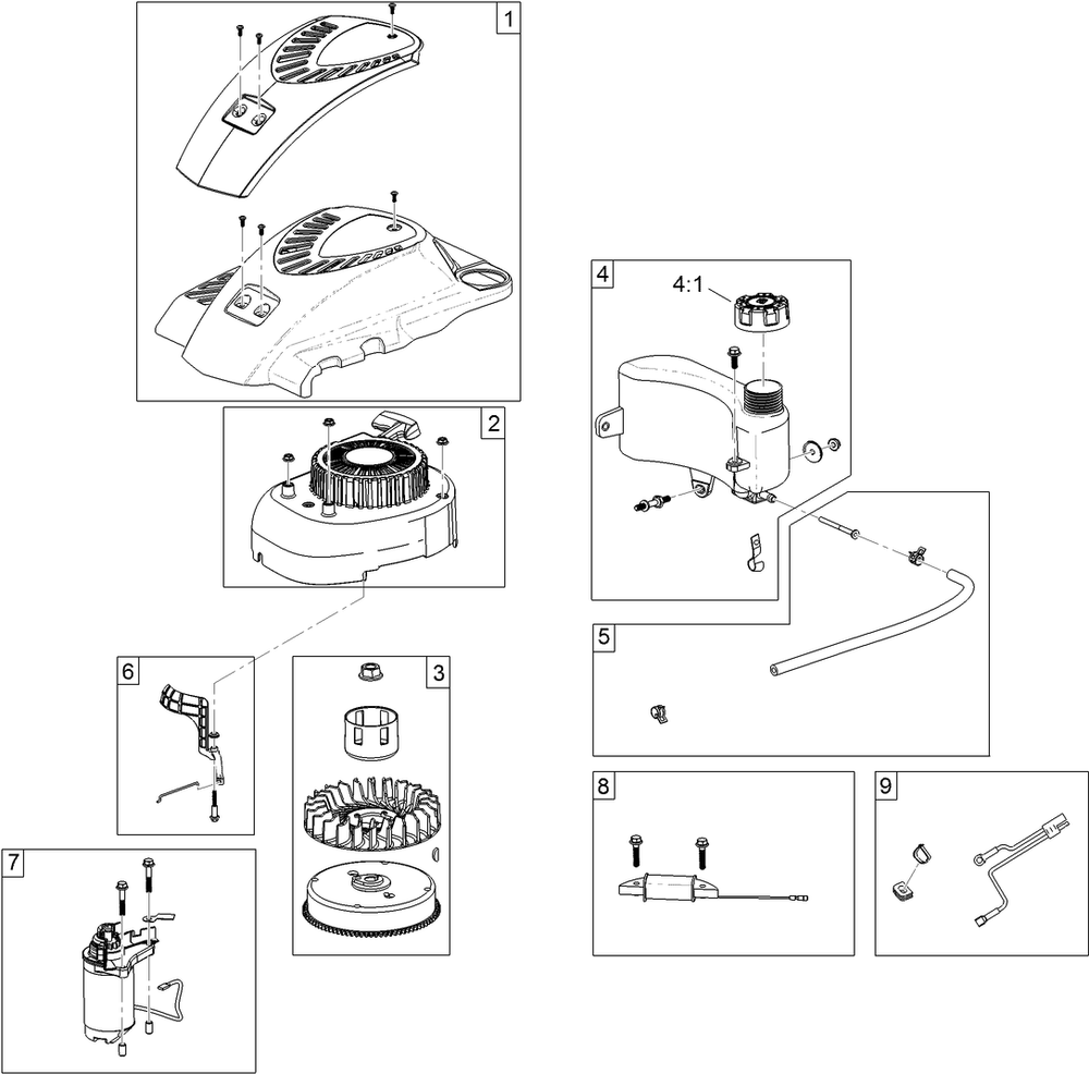 Shroud, Flywheel And Fuel Tank Assembly Diagram and Parts List for 20952 316000001 - 316999999 Toro Lawn Mower