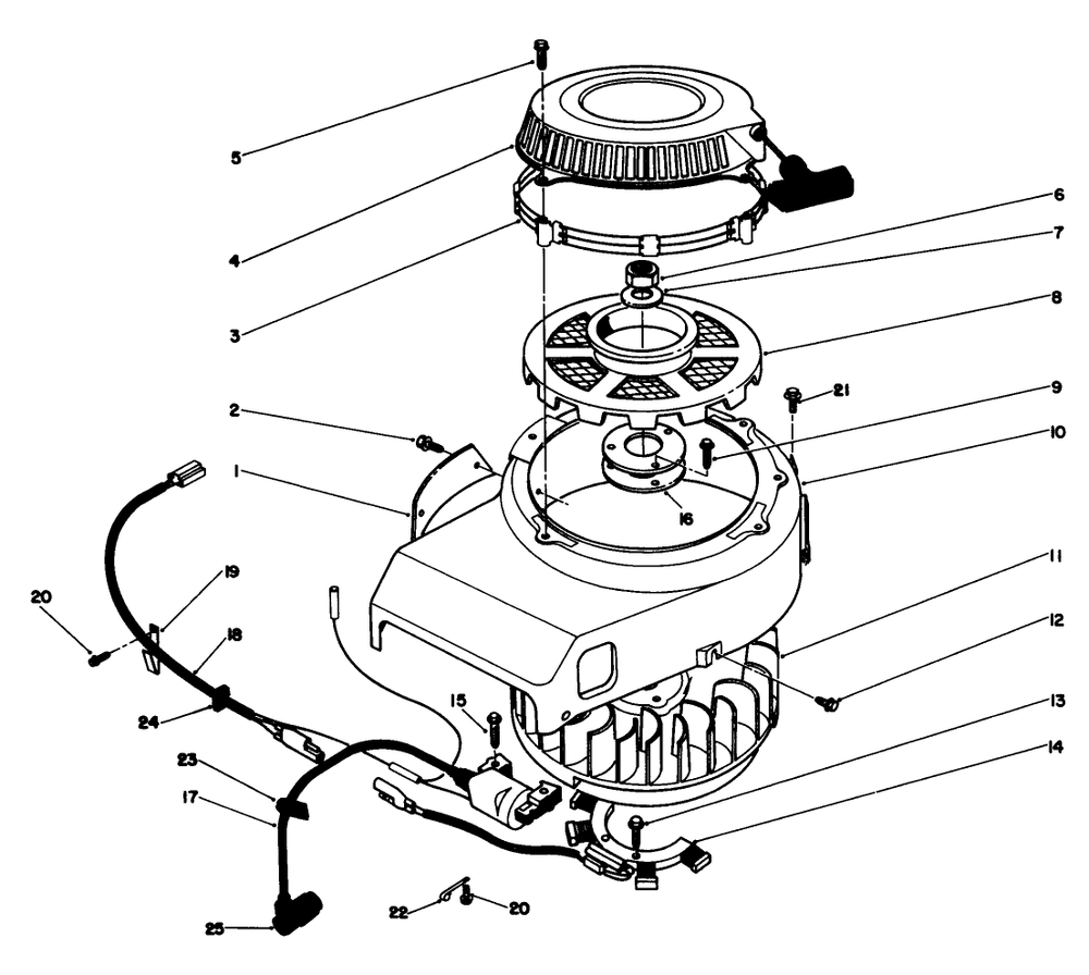 Recoil And Flywheel Assembly Diagram and Parts List for 30112 0000001 - 0999999 Toro Lawn Tractor Accessories