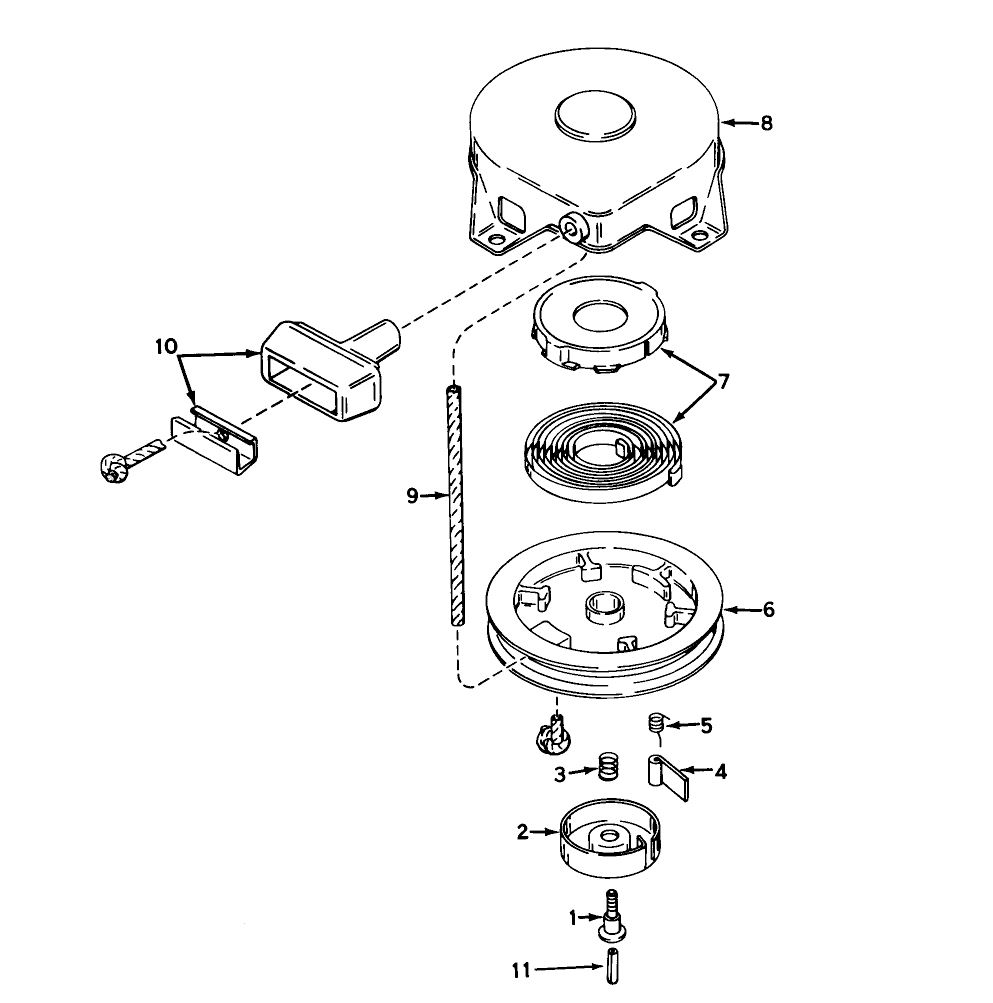 Rewind Starter N0. 590420 Diagram and Parts List for 57003 3000001 - 3999999 Toro Lawn Tractor