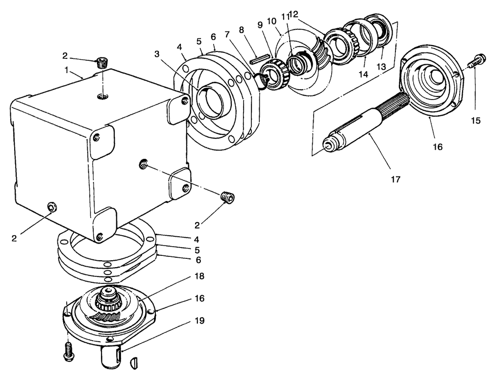 Gear Box Assembly Diagram and Parts List for 30662 590001 - 599999 Toro Lawn Mower
