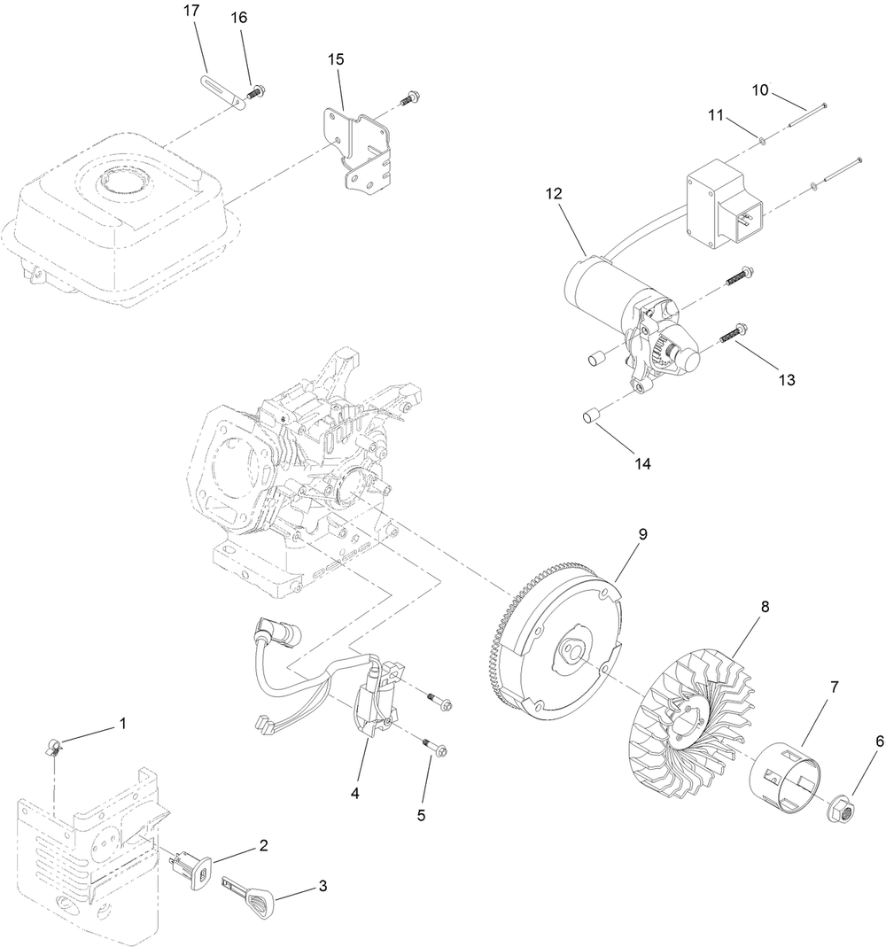 Ignition And Electrical Assembly Diagram and Parts List for 36002 409000000 - 412999999 Toro Snow Blower