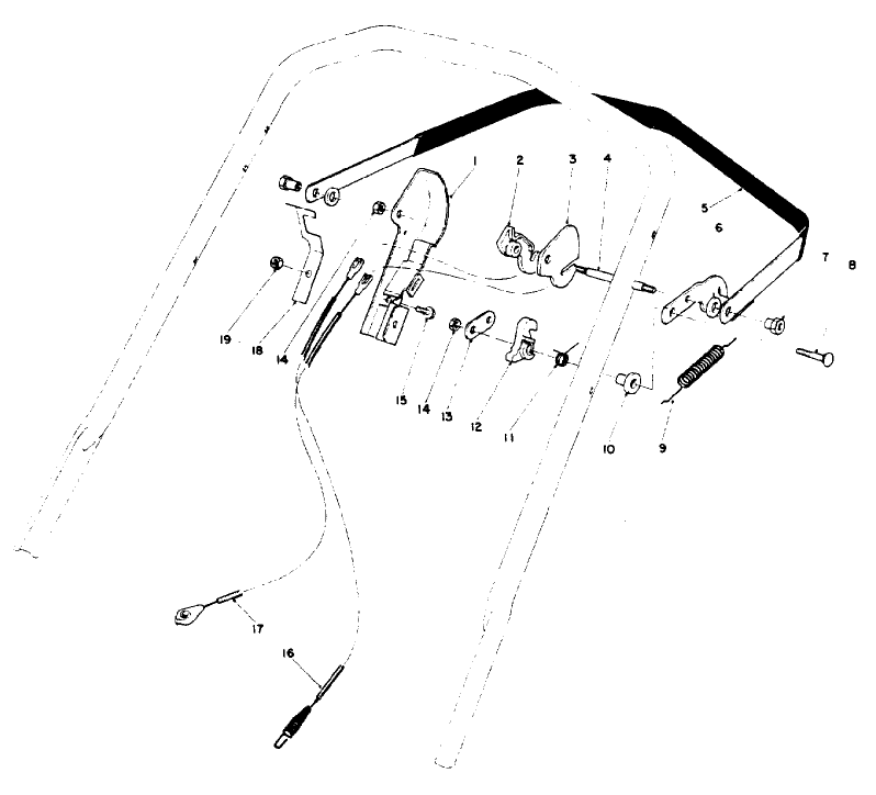 Traction Control Assembly Diagram and Parts List for 10502 1000001 - 1999999 Toro Lawn Mower