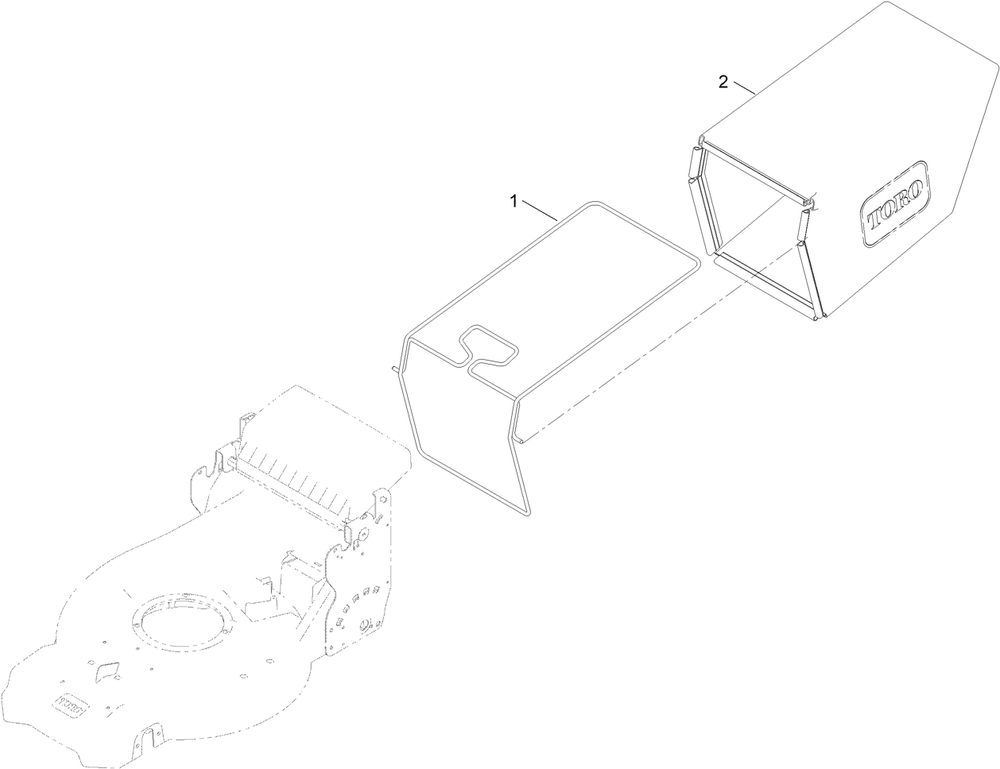 Grass Bag Assembly Diagram and Parts List for 21693 414500000 - 999999999 Toro Lawn Mower