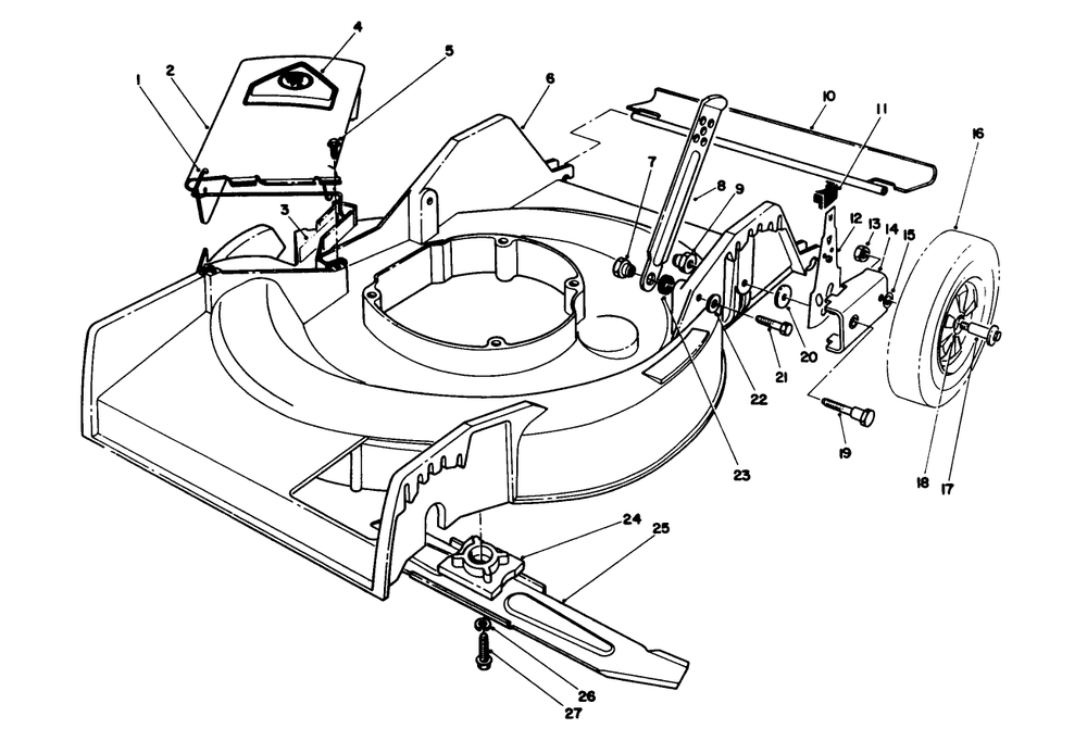 Housing Assembly Diagram and Parts List for 16404 1000001 - 1999999 Toro Lawn Mower