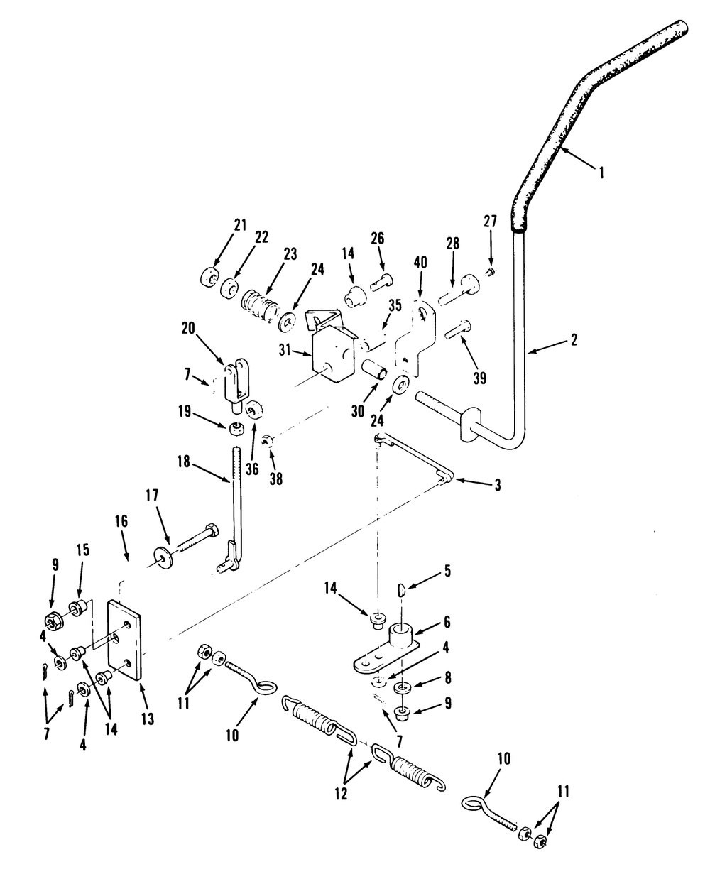 Transmission Drive Linkage Diagram and Parts List for Z1-24OE05 2000001 - 2999999 Toro Lawn Tractor