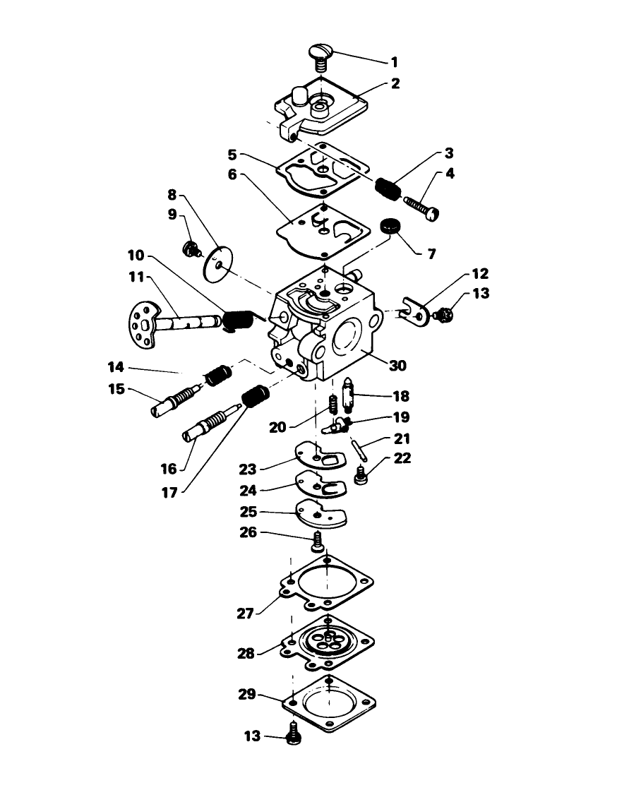 Carburetor Diagram and Parts List for 51700 9000001 - 9999999 Toro Trimmer