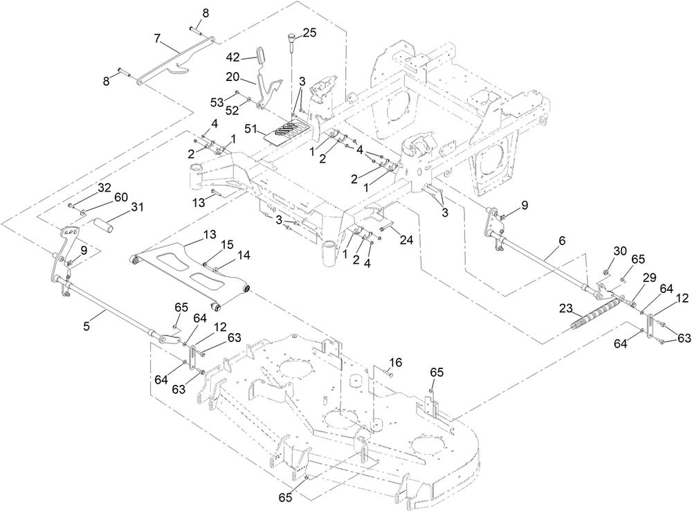 Deck Lift Assembly Diagram and Parts List for 74010HD 417200000 - 418028709 Toro Lawn Tractor