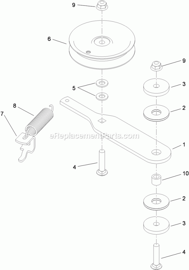 Spring Idler Assembly No. 117-0445 Diagram and Parts List for 74550 310000001-310999999 Toro Lawn Mower