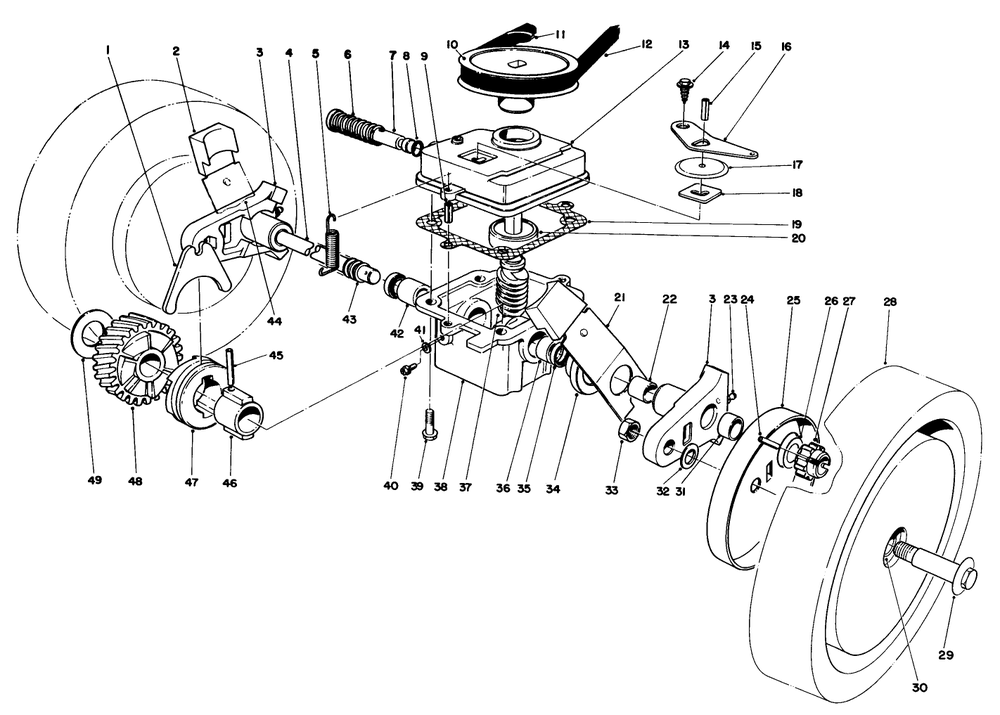 Gear Case Assembly Diagram and Parts List for 16771 3000001 - 3999999 Toro Lawn Mower
