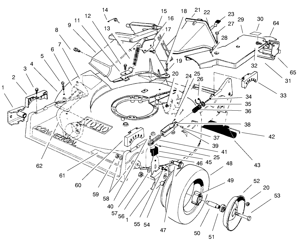 Housing Assembly Diagram and Parts List for 22142 7900001 - 7999999 Toro Lawn Mower