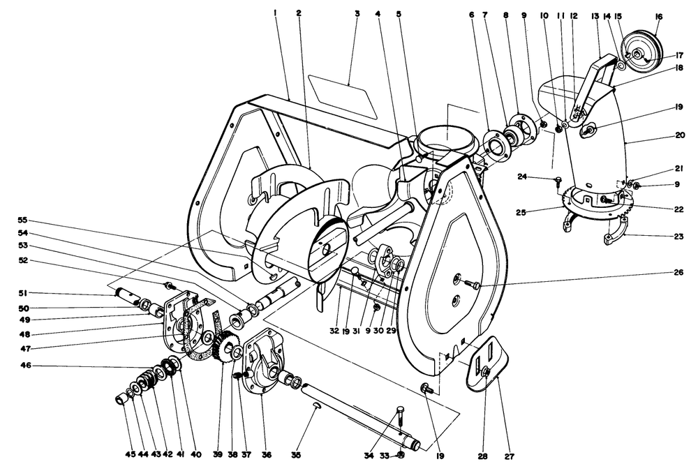 Auger Assembly Diagram and Parts List for 38052 4000001 - 4999999 Toro Snow Blower