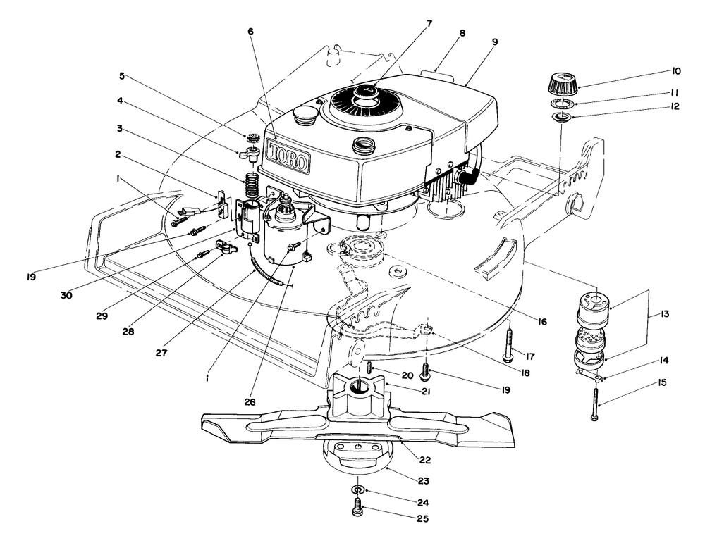 Engine Assembly Diagram and Parts List for 20671 3000001 - 3999999 Toro Lawn Mower