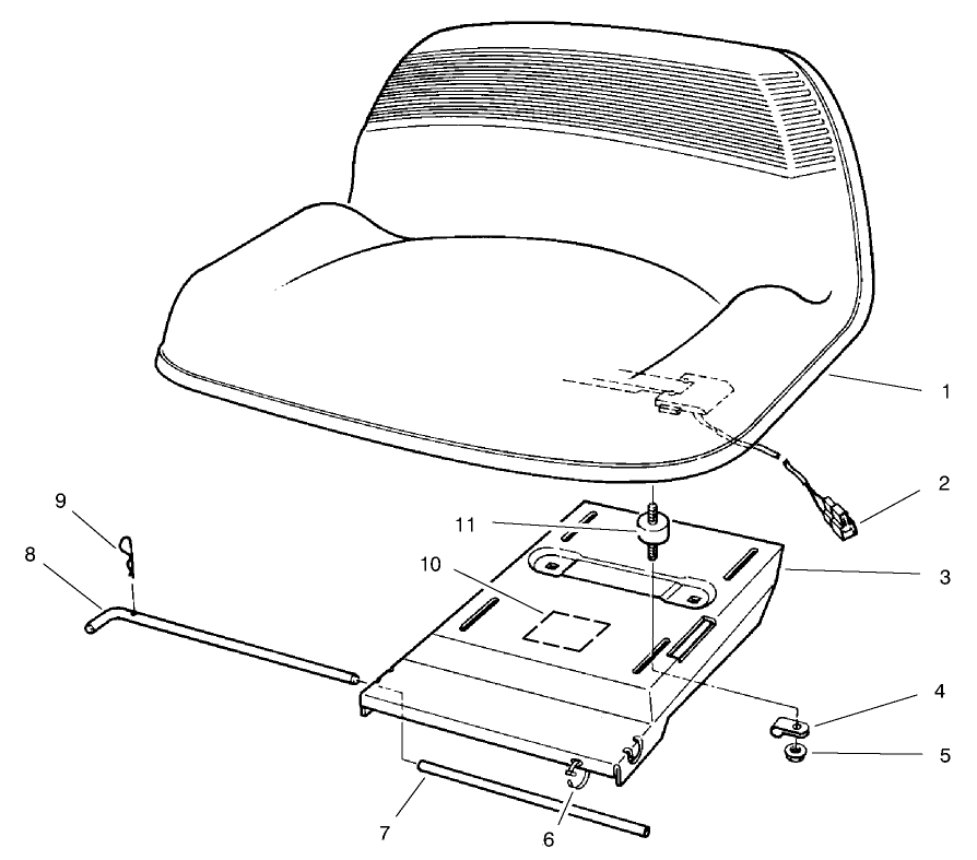 Seat Assembly Diagram and Parts List for 70142 79000001 - 79999999 Toro Lawn Tractor