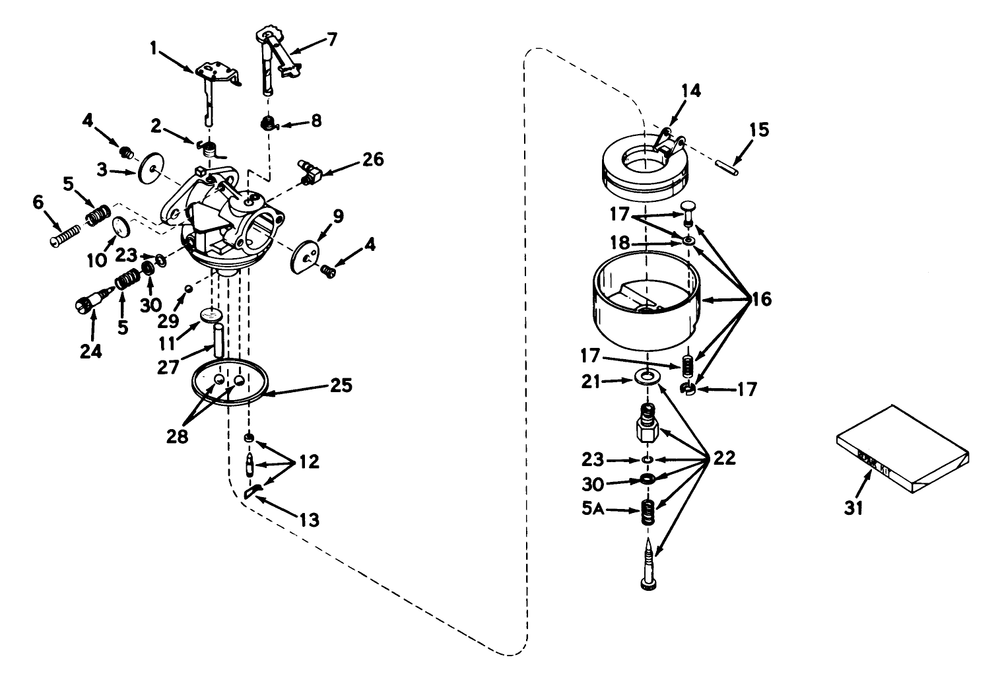 Carburetor No. 630958b Diagram and Parts List for 31303 3000001 - 3999999 Toro Snow Blower