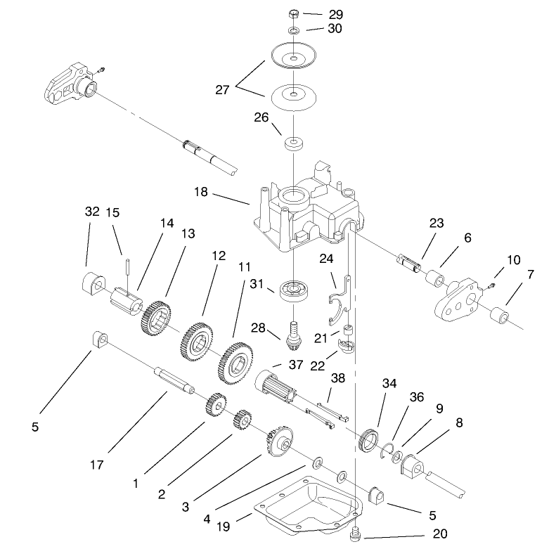 Gear Case Assembly Diagram and Parts List for 20776 7900001 - 7999999 Toro Lawn Mower