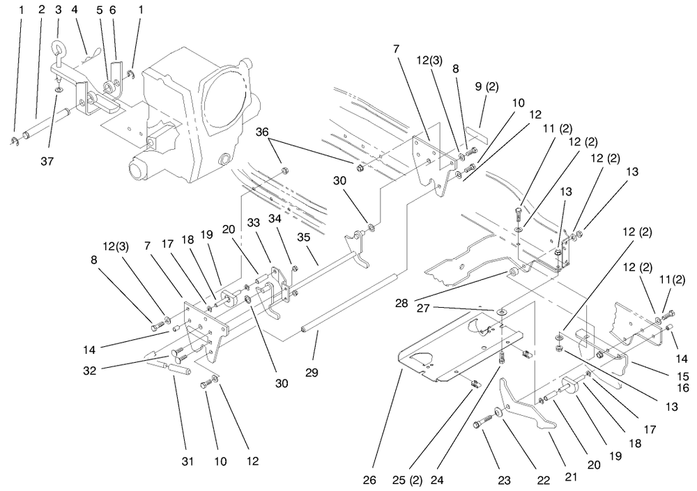 Attach-A-Matic & Hitch Assembly Diagram and Parts List for 73542 9900001 - 9999999 Toro Lawn Tractor