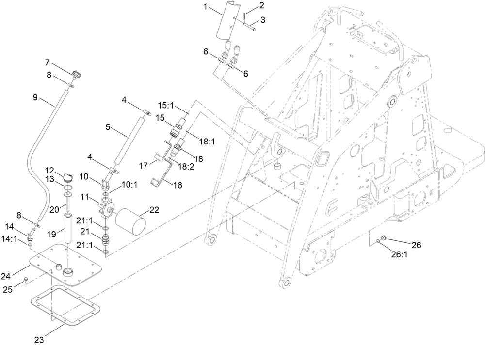 Cylinder Lock And Hydraulic Assembly Diagram and Parts List for 22337CP 410400000 - 999999999 Toro Lawn Tractor Accessories
