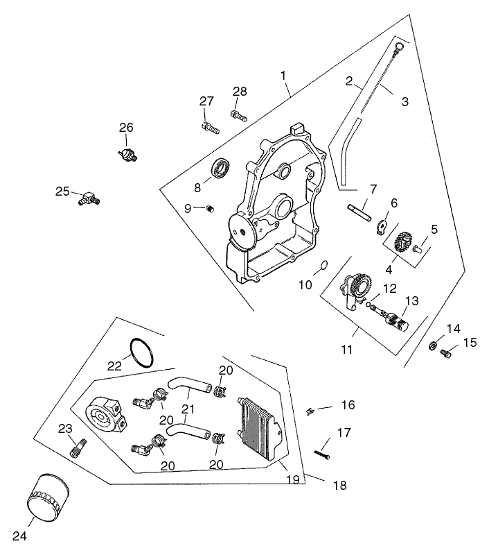 Oil Pan/Lubrication Assembly Diagram and Parts List for 74228 (220000001-220999999)(2002) Toro Lawn Mower