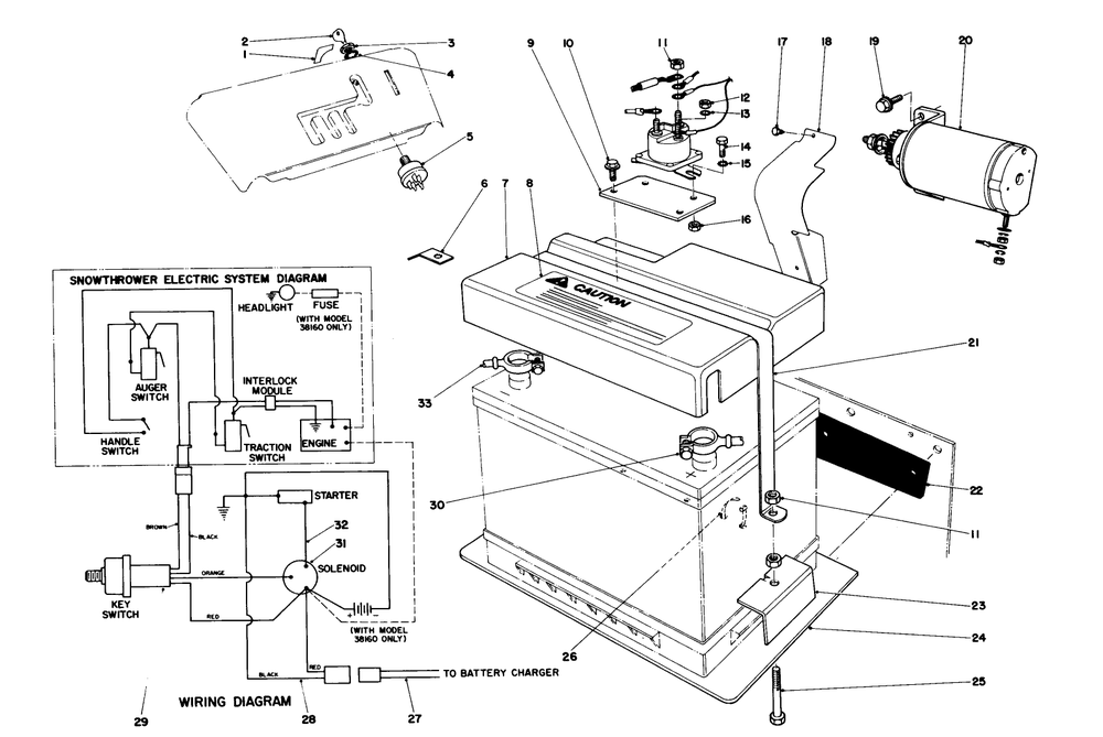 12 Volt Starting Motor Kit 42-3370 (8 & 11 H.P. Snowthrower Model 38150 & 38090) Diagram and Parts List for 38090 3000001 - 3999999 Toro Snow Blower