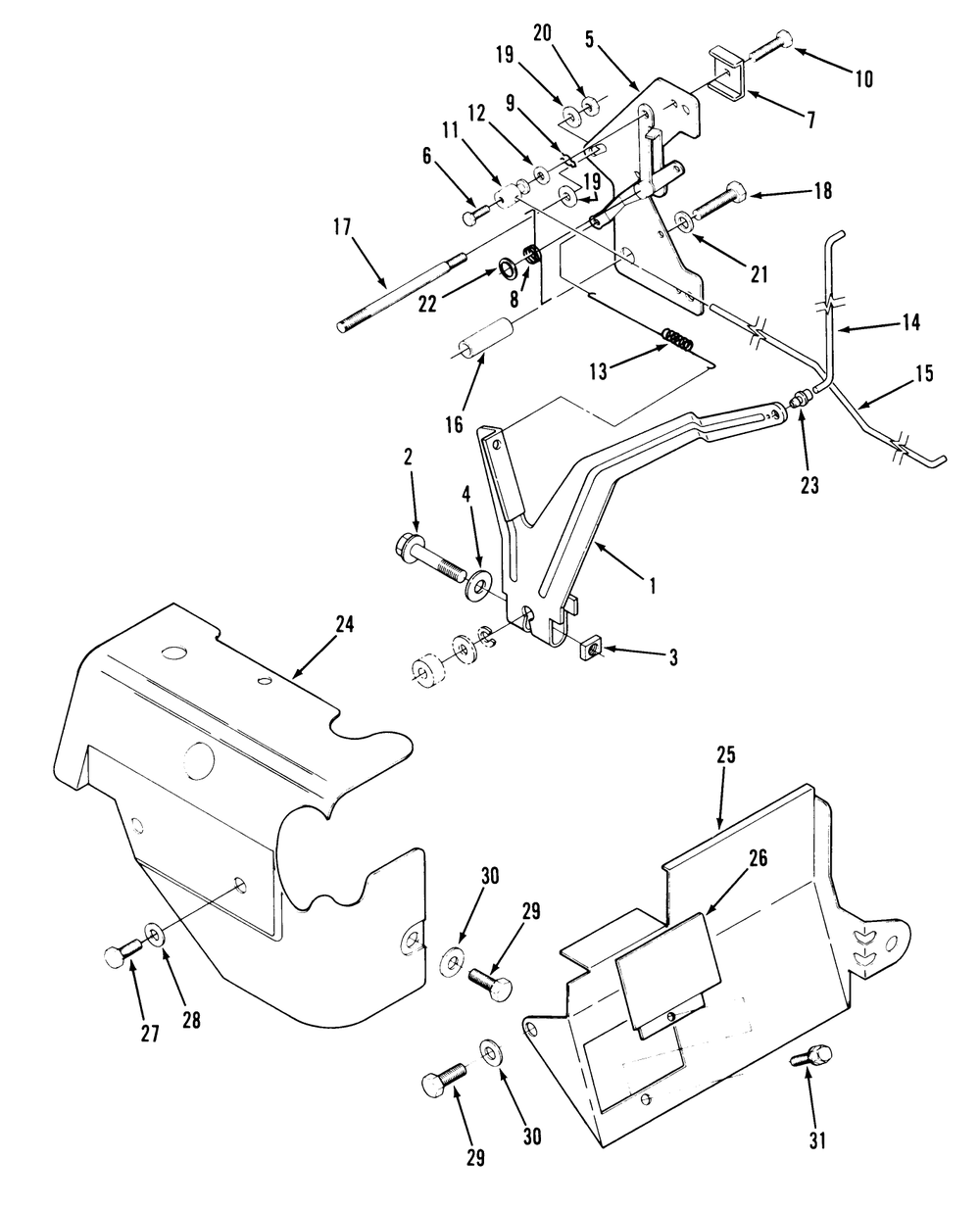 14hp Engine Governor Linkage & Cover Assembly Diagram and Parts List for 22-14OE01 1000001 - 1999999 Toro Lawn Tractor