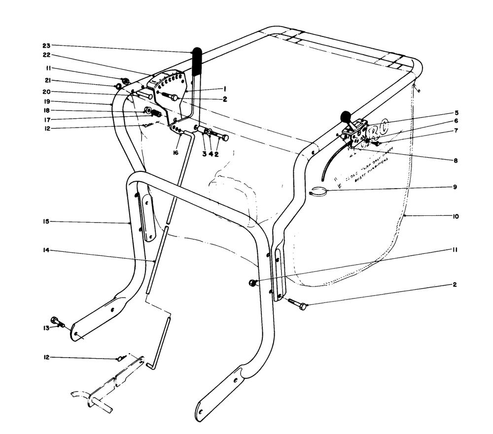 Controls And Handle Assembly (Model 62912) Diagram and Parts List for 62923 9000001 - 9999999 Toro Leaf Blower / Vacuum