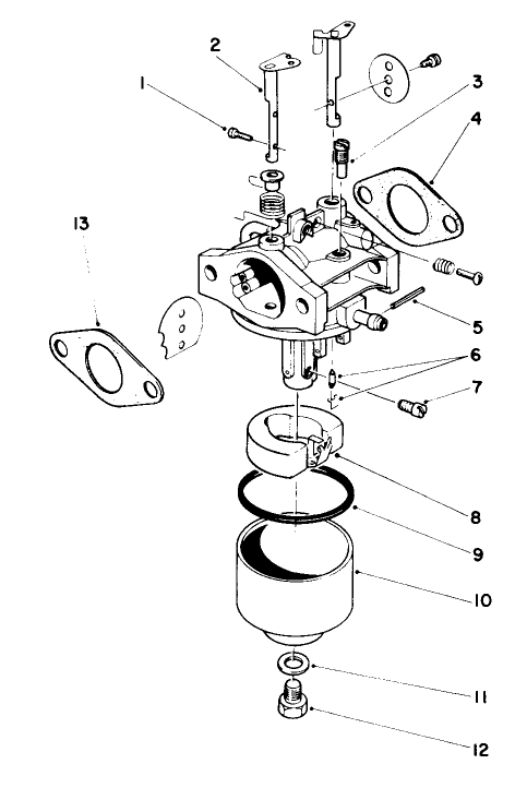 Carburetor Assembly Diagram and Parts List for 22025 4000001 - 4999999 Toro Lawn Mower