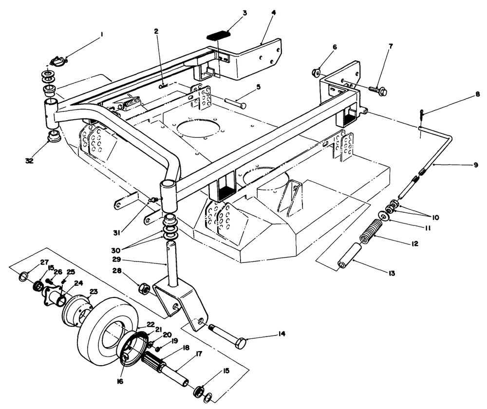 Carrier Frame Assembly Diagram and Parts List for 30136 60798 - 69999 Toro Lawn Mower