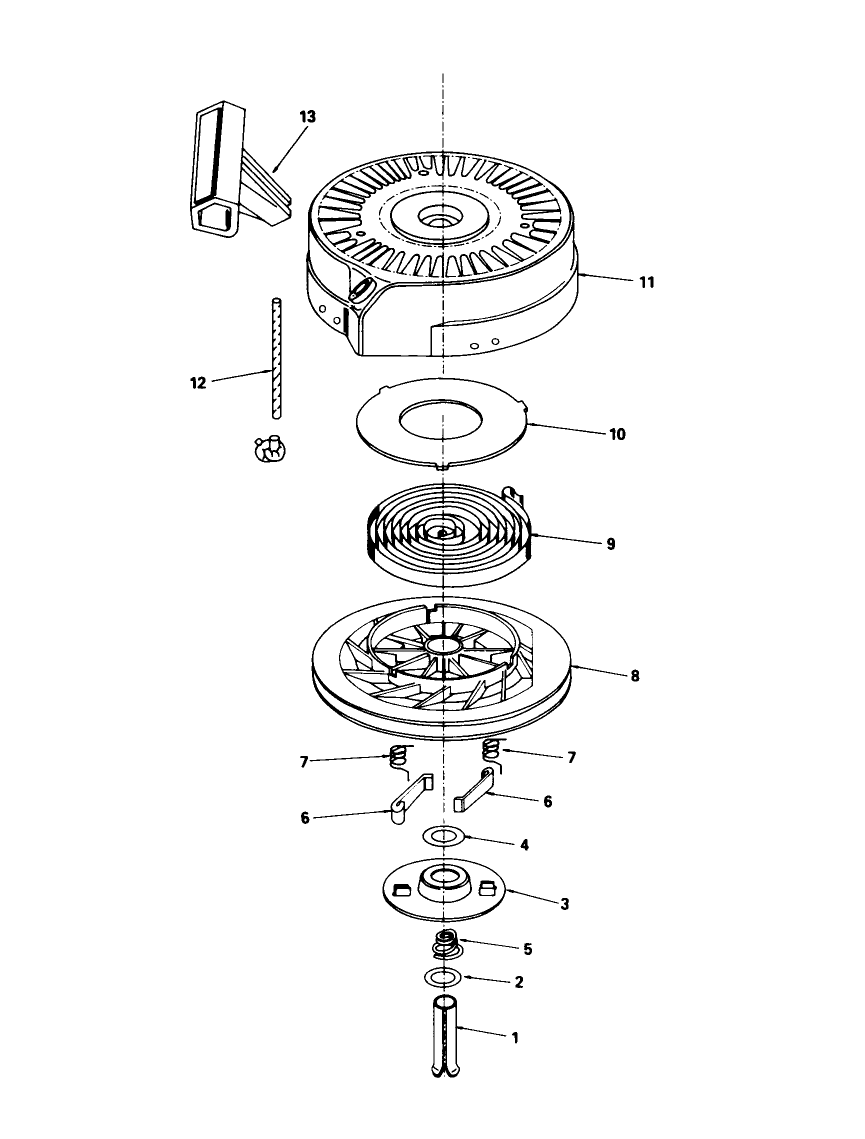 Rewind Starter No. 590621 Diagram and Parts List for 16575 0000001 - 0999999 Toro Lawn Mower