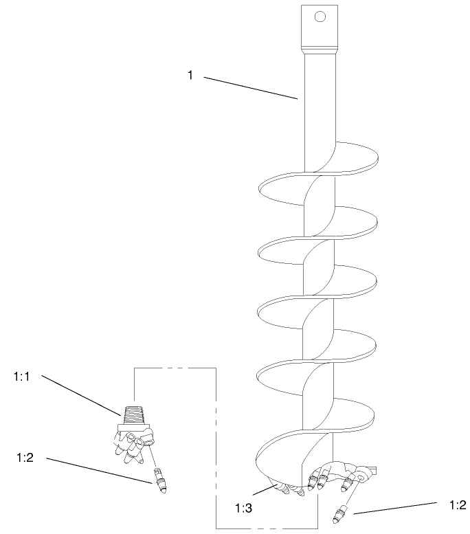 Rock Auger Assembly Diagram and Parts List for 22454 890001 - 899999 Toro Lawn Tractor Accessories