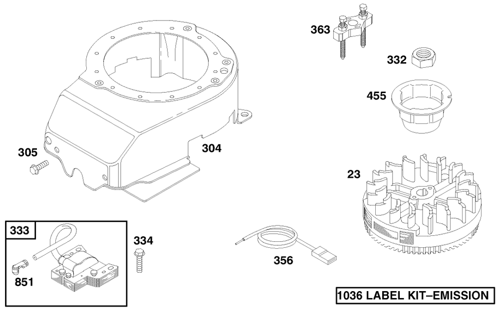 Engine Briggs & Stratton Model 12f702-1741-A1 Diagram and Parts List for 53080 890001 - 899999 Toro Leaf Blower / Vacuum